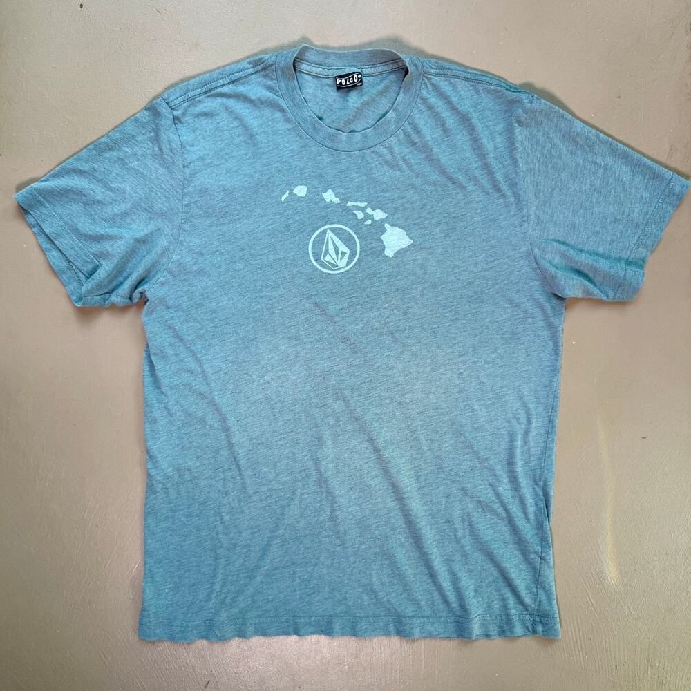Volcom Hawaii Logo Graphic T-Shirt Blue Surf Skate Tee Men’s Medium